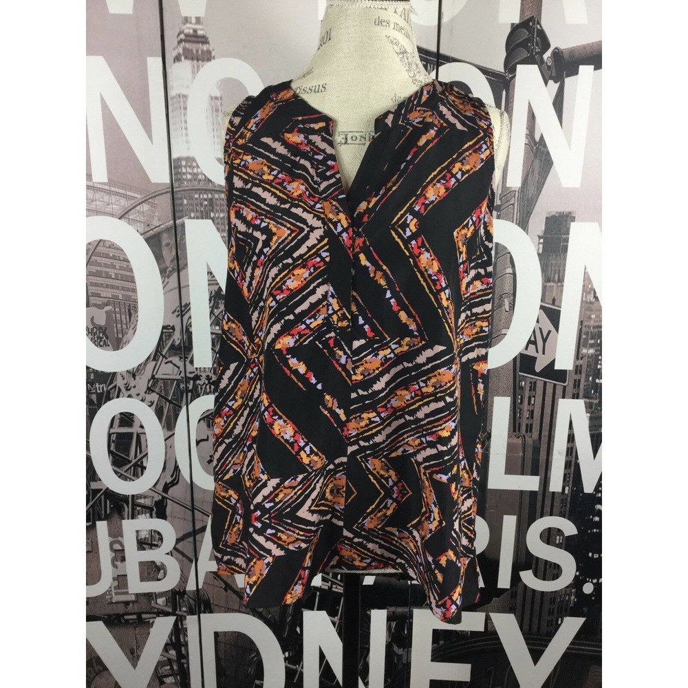 Love Notes Black Orange Sleeveless Top Size Medium